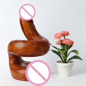 Décoration de la maison sculpture balinaise érotique statue bois <span class=keywords><strong>phallus</strong></span> décoration pénis porte-bouteille pénis porte-vin gode en bois - Product Image 1
