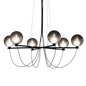 Lámpara colgante de cristal moderna, redonda, negra, con bombilla LED E27 para sala de estar, restaurante, hotel, diseño de iluminación para proyectos. - Product Image 5