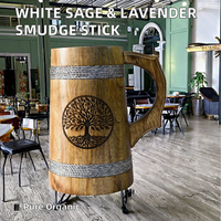 Chope à bière en corne de viking polie, écologique, authentique style nordique avec support en bois pour mariage, maison, hôtel, en provenance d'Inde