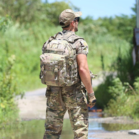 Sac à dos tactique robuste 50L en nylon MOLLE avec cadre externe pour ordinateur portable 15,6 pouces, camouflage CP, étanche, pour randonnée, camping et trekking