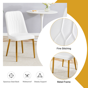 <span class=keywords><strong>2</strong></span> chaises de salle à manger modernes avec dossier en cuir PU élégant et pieds en métal doré pour le confort à la maison dans la cuisine, la chambre ou le bureau - Product Image 5
