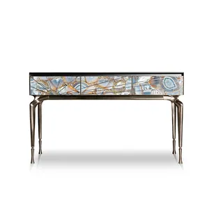 High-end Custom Italian Style Luxury Console Tables Living Room Furniture Hallway Marble Console Table
