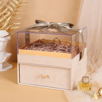 Boîte cadeau transparente en acrylique double pour bougies, boîte cadeau haut de gamme pour mariage, Noël, bonbons, demoiselles d'honneur, avec tiroir intégré