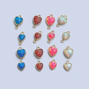Nouveaux breloques opales en forme de cœur 2025, véritable or 14 carats plaqué, <span class=keywords><strong>pour</strong></span> la fabrication de bijoux DIY, <span class=keywords><strong>bracelets</strong></span>, colliers, connecteurs - Product Image 4