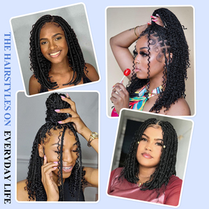 14-Inch Knotless Box <strong>Braided</strong> <strong>Wig</strong> Curly Ends Full Double Lace Front Party-Style Synthetic <strong>Wig</strong> for Women All-Person Fit - Product Image 4