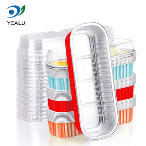 Kapaklı 200ml pembe geri dönüşümlü dikdörtgen ekmek tepsisi alüminyum folyo kek tava alüminyum folyo pişirme kapları kapaklı - Product Image 5