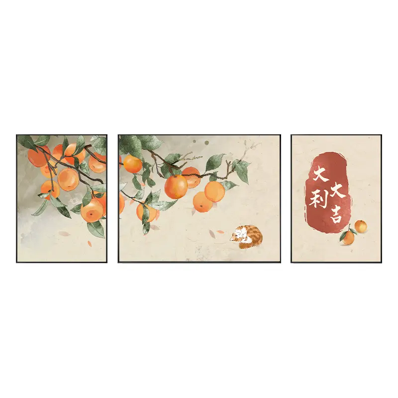 ديكور المنزل الكريستال البرتقال الصورة الخزف غرفة المعيشة مطعم جديد النمط الصيني جدار الفن الخزف المصنوع من الكريستال اللوحة
