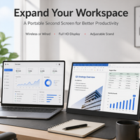 Moniteur portable OEM personnalisé de 15,6 pouces avec lecteur multimédia, support intégré, haut-parleurs doubles, design ultra-plat de 10 mm et batterie
