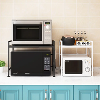 Étagère de rangement noire autoportante pour four à micro-ondes, supports de rangement multifonctionnels pour la cuisine, les îlots de cuisine, les chariots