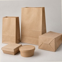 Sacs en papier kraft personnalisés imprimés SOS sans poignées pour la livraison à emporter, emballage à soufflet latéral ouvert, vente en gros B2B