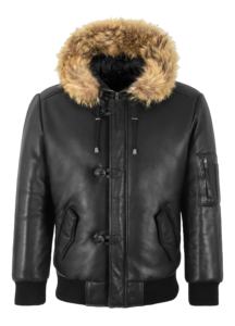 Veste matelassée noire 100 % cuir Nappa véritable pour homme avec capuche en fourrure, style classique, quincaillerie YKK, marque privée, robuste, fabrication OEM - Product Image 2