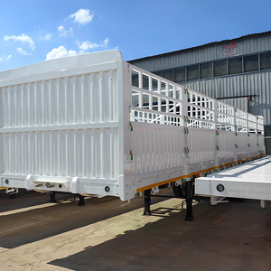 Semirremolque de plataforma alta de 3 ejes de 5-10 toneladas con carrocería de estacas, paredes laterales reforzadas, valla y neumáticos 12R22.5 para transporte de carga pesada - Product Image 5