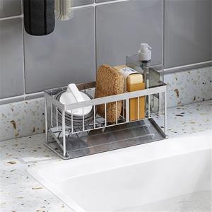 Stainless Steel Kitchen Sink Standing Double Modern Multifunctional <b>Shelf</b> Countertop Sponge Rag Drain <b>Storage</b> Rack Non-Folding - Product Image 2