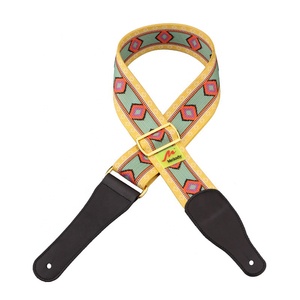 Correa de Guitarra Roja Bordada con Tejido Acuarela Vintage Personalizada, Extremos de Cuero Genuino de 60x150mm para Ukelele Acústico/Eléctrico - Product Image 2