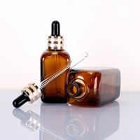 Vente en gros compte-gouttes en verre ambré de luxe carré rond épaule 10ml 20ml 30ml 50ml 100ml pour sérum huile