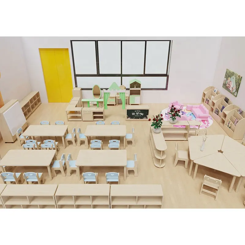 Натуральная тема, детская комната, дизайн, мебель для детского сада, деревянная мебель Монтессори