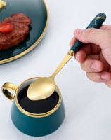 Ensemble de couverts en acier inoxydable 24 pièces, vert foncé nordique, couteau à steak occidental pour hôtel, support de rangement, cadeau d'affaires, boîte cadeau, vente en gros