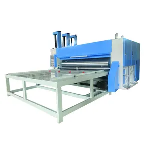 सेमीऑटोमैटिक कार्टन चेन फीडिंग फ्लेक्सो नालीदार बॉक्स दो रंग प्रिंटिंग स्लॉटिंग रोटरी डाई कटिंग मशीन
