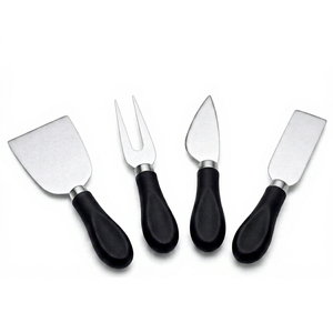 Premium Stainless Steel <b>Cheese</b> <b>Knife</b> <b>Set</b> With Black Plastic Handles For Elegant <b>Cheese</b> Serving Use And Restaurant Use - Product Image 1