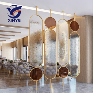 Divisor de Espacios Moderno, Decorativo, Plegable, Transparente, de Metal, Forma Ovalada, Panel de Acero Inoxidable con Espejo de Vidrio <span class=keywords><strong>para</strong></span> Hotel - Product Image 4