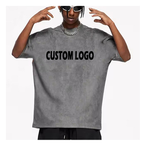 เสื้อยืดแขนสั้นผู้ชาย B678 ผ้าหนังกลับ ทรงหลวม สกรีนโลโก้ได้ 220GSM สไตล์สตรีทแคชชวล คอกลมทรงโอเวอร์ไซส์ เสื้อผ้าหนังกลับสำหรับผู้ชาย - Product Image 1