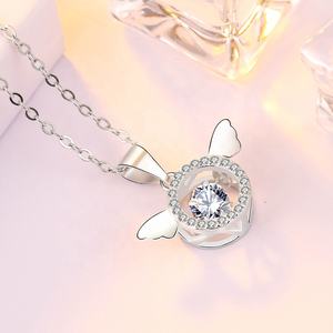 DC43 Fashion 925 perhiasan perak liontin sayap jimat malaikat liontin zirkon pintar untuk Kalung anak perempuan sebagai hadiah - Product Image 4