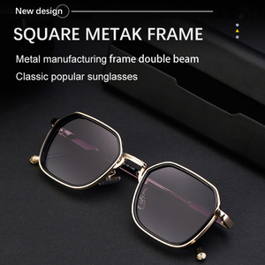Gafas de Sol Lmamba Clásicas Vintage Cuadradas con Degradado, Elegantes de Metal, Marca de Moda, Diseño Personalizado con Logotipo, para Hombre - Product Image 4