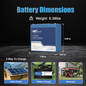 Batterie GSP 12V 30Ah LiFePO4 rechargeable pour stockage d'énergie solaire, voiture électrique pour enfants, alimentation de secours UPS, camping, 2000 cycles - Product Image 4