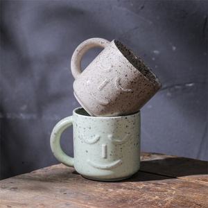 Commercio all'ingrosso stile nordico personalizzato splash ink face design tea milk cup set tazze da caffè in ceramica con motivo a faccina sorridente - Product Image 1