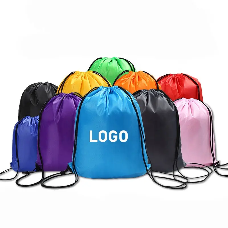 Custom Logo Waterproof Polyester Draw String Bag Sports Backpack Gym Bag Promotional Fitness Drawstring Bags