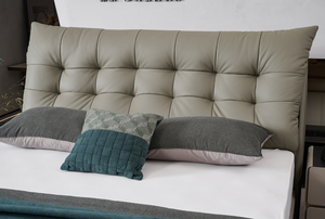 Cloud Button Tufted Leather <b>Bed</b> Midcentury Modern Reclining Extendable Foldable Convertible Platform <b>Frame</b> Home - Product Image 3