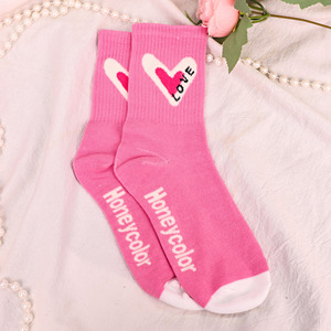 Chaussettes en coton respirant avec logo texte brodé personnalisé, tricotées, ODM, cadeau pour enterrement de vie de jeune fille, impression numérique sur le bord - Product Image 2