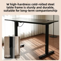 Escritorio Eléctrico Plegable de Madera Maciza con Altura Ajustable, Escritorio Negro para el Hogar, Dormitorio, Oficina, Estudio y Trabajo