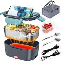 Elektrisch Beheizbare Isolierte Große Edelstahl-Lunchbox Tragbar für Zuhause und Auto