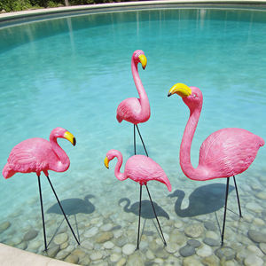 ประติมากรรมนกสีชมพูสวยงาม ดีไซน์ทันสมัย พร้อมขา PE ปรับระดับได้ ใช้ตกแต่งสวนหรือเป็นเหยื่อล่อสัตว์ป่ากลางแจ้ง - Product Image 2