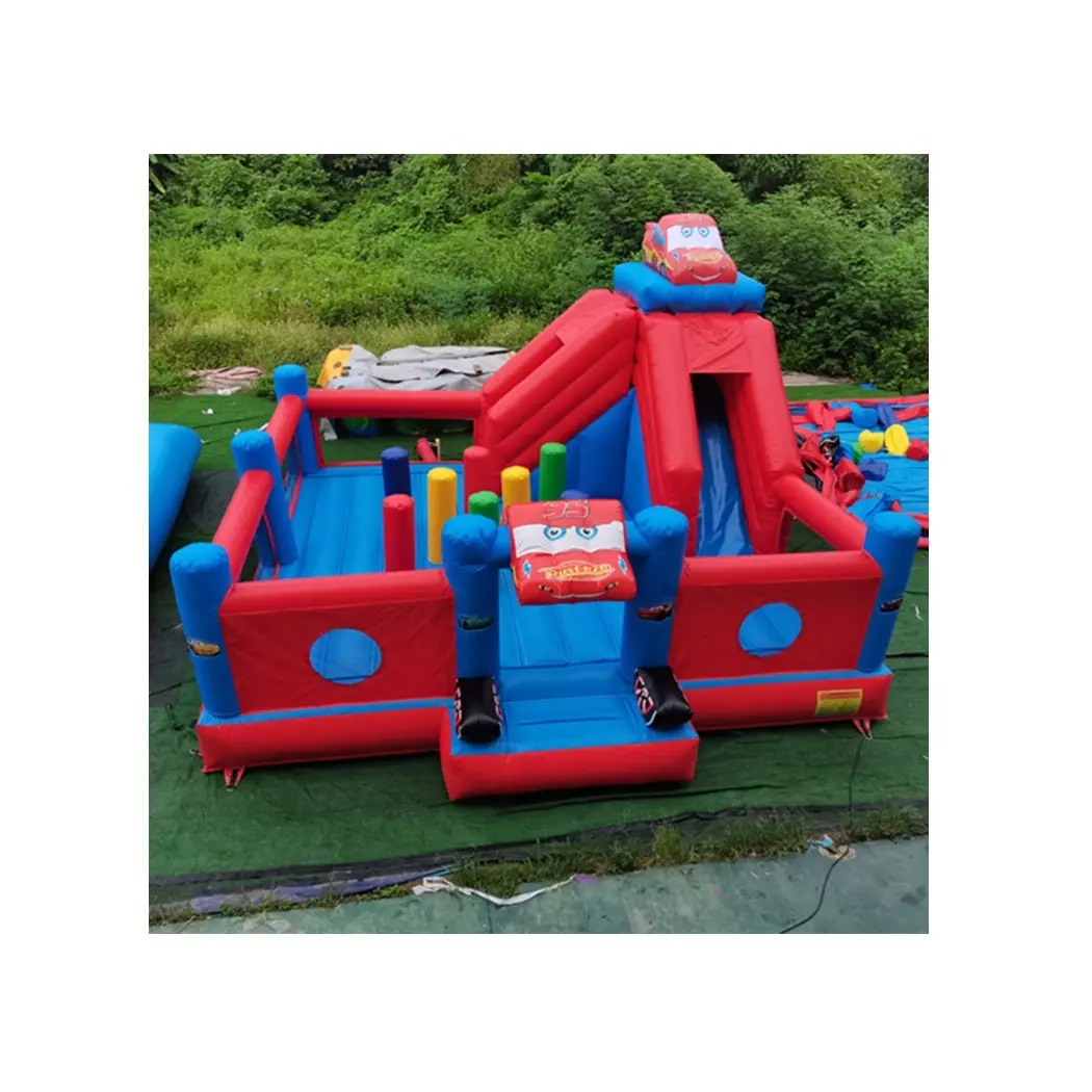 Location de parc d'attractions extérieur Jump Kids Jumpers Combo avec toboggan Jumping Castle Bounce House Car Theme Bouncer Slide gonflable