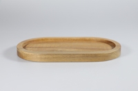 Ensemble de 4 assiettes ovales en bois d'acacia massif de style américain COSEN, écologiques, pour le camping et les événements