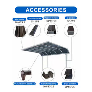 Auvent de balcon personnalisable SUNTO, pergola, résistant à la chaleur, ignifuge, imperméable, en alliage d'aluminium, auvent de terrasse pour <span class=keywords><strong>2</strong></span> <span class=keywords><strong>voitures</strong></span>, <span class=keywords><strong>garage</strong></span> - Product Image 5