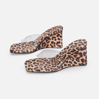 XINZI RAIN Vente en gros Sandales d'été à bout ouvert pour femmes avec lanière en PVC transparent à imprimé léopard pour femmes