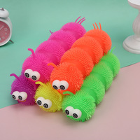 Aufblasbarer Fisch Mini blinkender Wurm leuchten weichen Küken Spielzeug Auge Puffer Stress ball