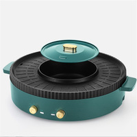 Ménage commercial dessus de table marmite électrique et gril plaque détachable sans fumée intérieur multifonction 2-en-1
