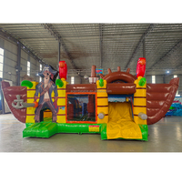 Comercial PVC fiesta patio trasero inflable Combo tobogán para niños Barco Pirata inflable saltarín Castillo parque infantil