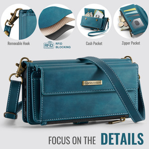 Producto caliente CaseMe, funda de teléfono con billetera de cuero para mujer para <span class=keywords><strong>iPhone</strong></span>, <span class=keywords><strong>tarjetero</strong></span> magnético con cremallera, práctico bolso para teléfono móvil - Product Image 4
