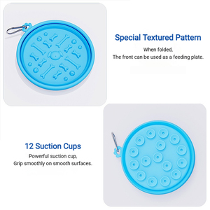 Ciotola da Viaggio Pieghevole in Silicone per Animali Domestici, Doppia, Portatile, con Base a Ventosa, per Alimentazione Lenta e Acqua, Ideale per l'Estate e l'Esterno - Product Image 3