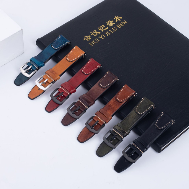 Classic Vintage Leather Watch Strap Genuine Leather with Stainless Steel Buckle 18mm 20mm 22mm Watch Band