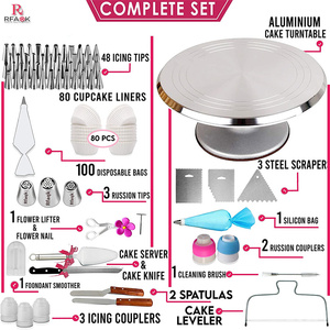 250 pezzi utensili per torte forniture per torte utensili per beccuccio set di utensili per <span class=keywords><strong>pasticceria</strong></span> Set con giradischi in lega di alluminio - Product Image 2