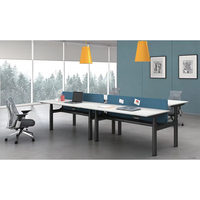 Scrivania da Ufficio Intelligente Regolabile Elettricamente in Altezza per 2 Persone con Gestione Cavi, Modulare per Open Space