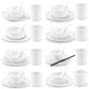 Vente en gros vaisselle blanche incassable <span class=keywords><strong>service</strong></span> <span class=keywords><strong>de</strong></span> vaisselle en mélamine blanche assiettes et plats juego <span class=keywords><strong>de</strong></span> platos para <span class=keywords><strong>casa</strong></span> - Product Image 6