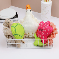 Vente en gros de boules de bain exfoliantes en maille à motif d'animaux mignons, avec logo personnalisé pour enfants et adultes