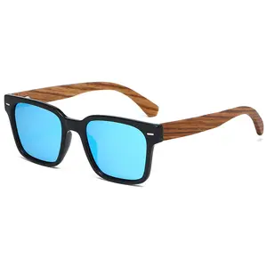 Micro-Custom Men's Large Frame Square Polarized Fashionable Bamboo and Wood Sunshade with UV Protection for Driving sunglasses